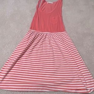 5/$10 Rewind Peach & White Casual Summer Fit & Flare Dress